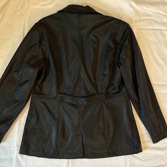CS Signature Polyvinyl Polyester Rain Jacket Coat Blazer Womens Black Large NWOT - Picture 2 of 12